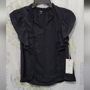 NWT Blashe Elegant Black Ruffle Sleeveless Blouse Size Small